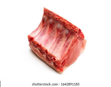 Raw Pork Loin On Bone Isolated On White