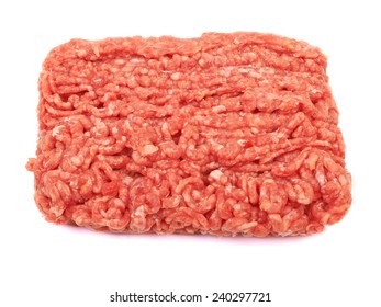 Raw Pork Meat Ground Beef Isolated On White Background.