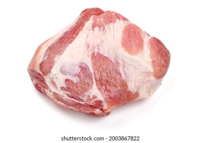 Raw pork neck (collar, Boston butt, shoulder), isolated on white background - Shutterstock ID 2003867822