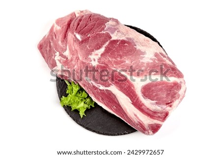 Raw pork neck (collar, Boston butt, shoulder), isolated on white background