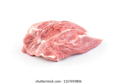 Raw Pork Shoulder Isolated On White Background.