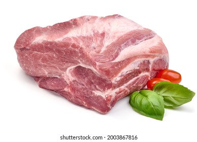 Raw Pork Shoulder, Isolated On White Background