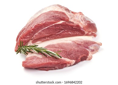 Raw Pork Steak, Isolated On White Background.