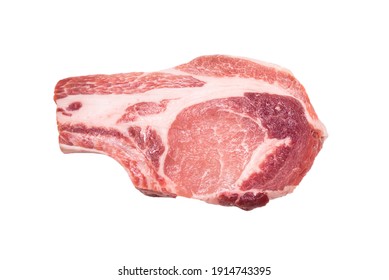 Raw Pork Steak Isolated On White Background. 