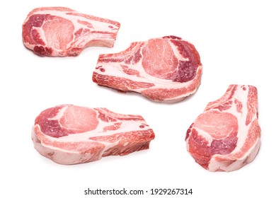 Raw Pork Steak Isolated On White Background. 