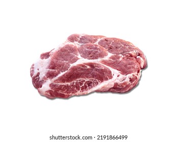 Raw Pork Steak Isolated On White Background.