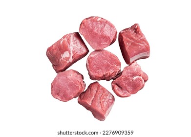 Raw pork tenderloin medallions steaks. Isolated on white background