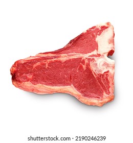 Raw Porterhouse Or T-bone Beef Meat Steak Isolated On White