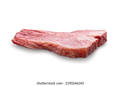 Raw Porterhouse Or T-bone Beef Meat Steak Isolated On White