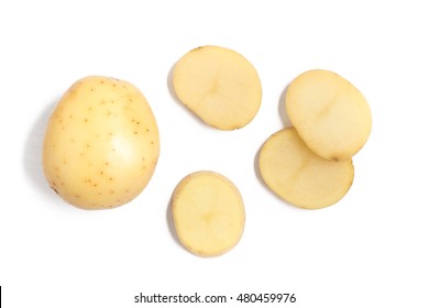 Raw Potato Sliced isolated in white background