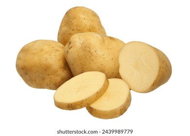 Raw potatoes isolated on white background