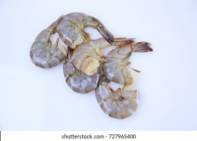 Raw Prawn Set On White Background