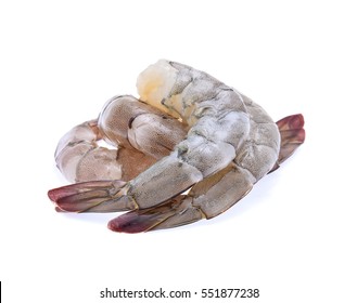 Raw Prawns Isolated On White Background