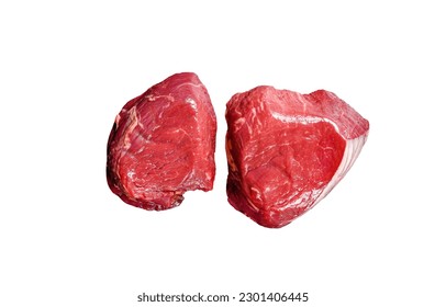 Raw Prime Black Angus Tenderloin beef steaks. Isolated on white background - Shutterstock ID 2301406445