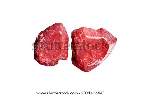Raw Prime Black Angus Tenderloin beef steaks. Isolated on white background