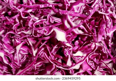 Raw red cabbage cut into strips, basis for sauerkraut. Full frame. - Powered by Shutterstock