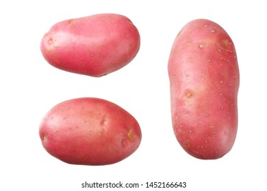 Raw Red Potato Isolated On White Background. Top View