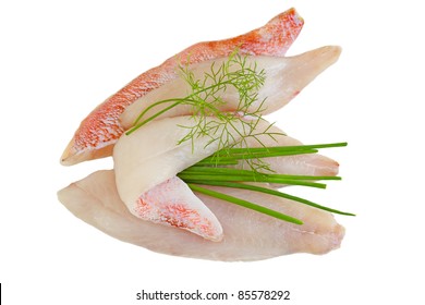 Raw Red Snapper Fish Fillet Isolated On White