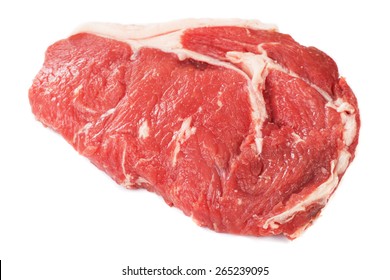 Raw Ribeye Beef Steak Isolated On White Background