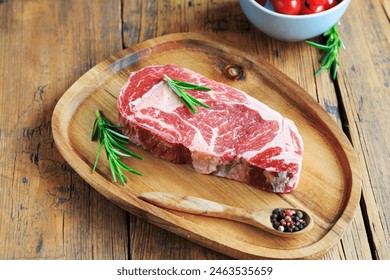 Raw ribeye steak with spices	 - Powered by Shutterstock