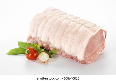 Raw Roast Pork, Isolated On White Background