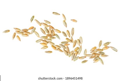 Raw rye grains isolated on a white background, top view. Healthy grains and cereals. - Shutterstock ID 1896451498