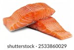 Raw salmon fillets - Isolated on White Background – High Resolution