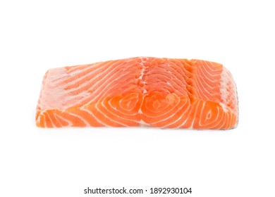 Raw Salmon Piece Isolated On White Background