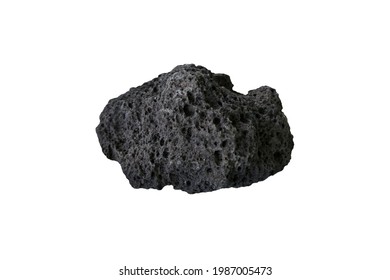 Raw of scoria volcanic rock stone isolated on white background. - Shutterstock ID 1987005473