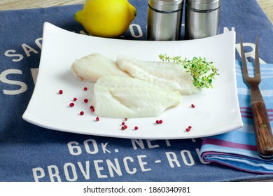 Raw Sea Bass Fillet In A Plate