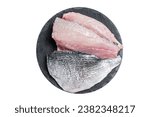 Raw Sea bream Dorado fish fillets. Isolated on white background