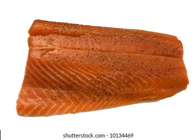 Raw Seasoned Steelhead Trout Isolated On White