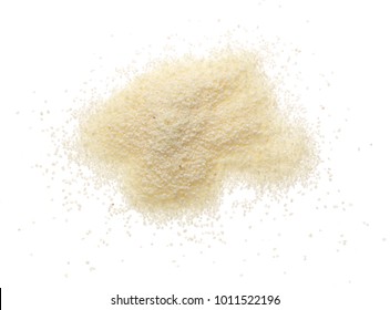 Raw Semolina Isolated On White Background. Top View