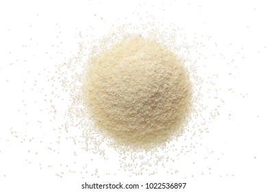 Raw Semolina Isolated On White Background. Top View