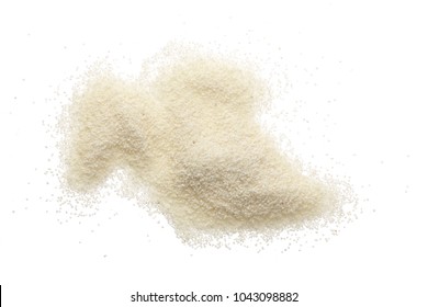 Raw Semolina Isolated On White Background. Top View