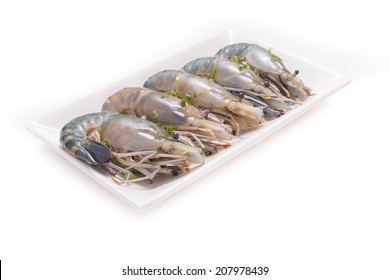 Raw Shrimp Isolated On White Background