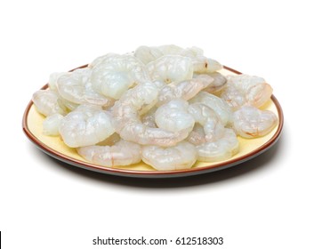 Raw Shrimp On White Background