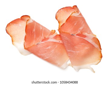 Raw Smoked Black Forest Ham Isolated On White Background. Top View 