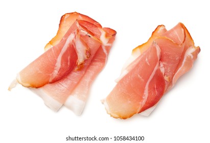 Raw Smoked Black Forest Ham Isolated On White Background. Top View 