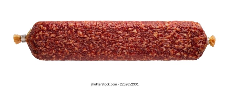 Raw smoked salami sausage on a transparent background. isolated object. Element for design