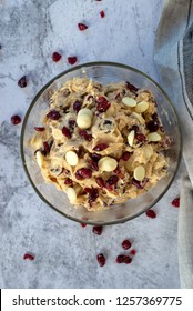 Raw Soft Baked Cranberry White Chocolate Cookies Dough