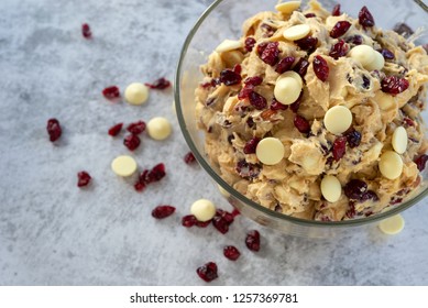 Raw Soft Baked Cranberry White Chocolate Cookies Dough