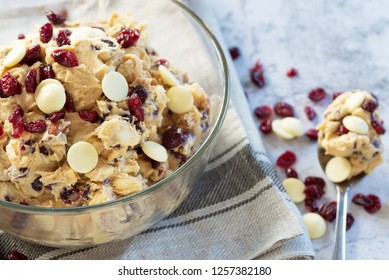 Raw Soft Baked Cranberry White Chocolate Cookies Dough