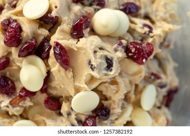 Raw Soft Baked Cranberry White Chocolate Cookies Dough