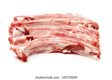 Raw Spare Ribs On White Background 