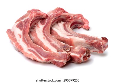 Raw Spare Ribs On White Background 