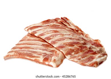 Raw Spare Ribs On White Background