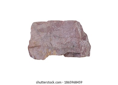 Raw Specimen Of Pink Arkosic Sandstone Rock Isolated On White Background. 
