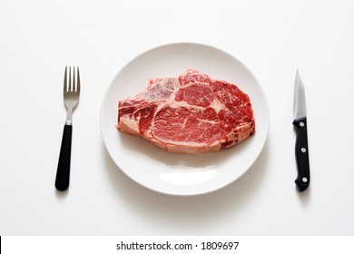 Raw Steak On A Plate