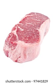 Raw Strip Loin Beef Steak Isolated On White